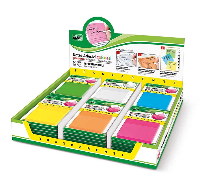ESPO LEBEZ MEMOSTICK 75x75 ASSORTITI RIPOSIZIONABILI TRASPARENTI
