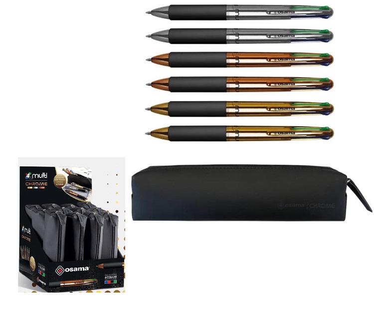 SFERA PENNA OSAMA 4 COLORI CHROME EDITION PUNTA 1MM (2 ASTUCCI IN OMAGGIO CON ACQ.12PZ))