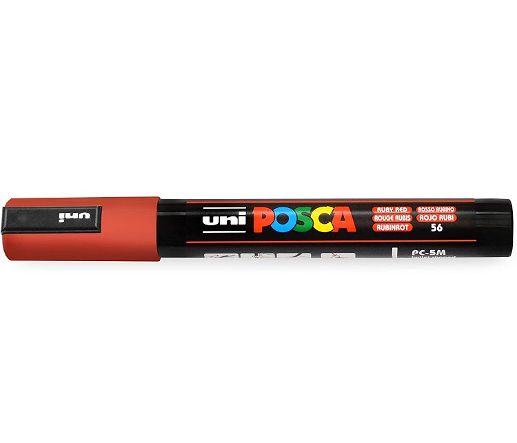 PENNARELLO UNI-POSCA ROSSO RUBINO PUNTA MEDIA 2.5MM PC-5M