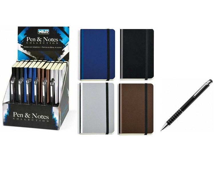 SET NOTES CON ELASTICO E PENNA TOUCH  NIJI METAL