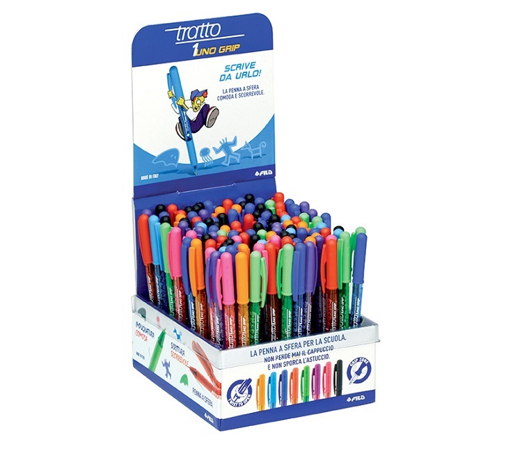 ESPOSITORE SFERA PENNA TRATTO 1 GRIP ASSORTITA 120 PZ